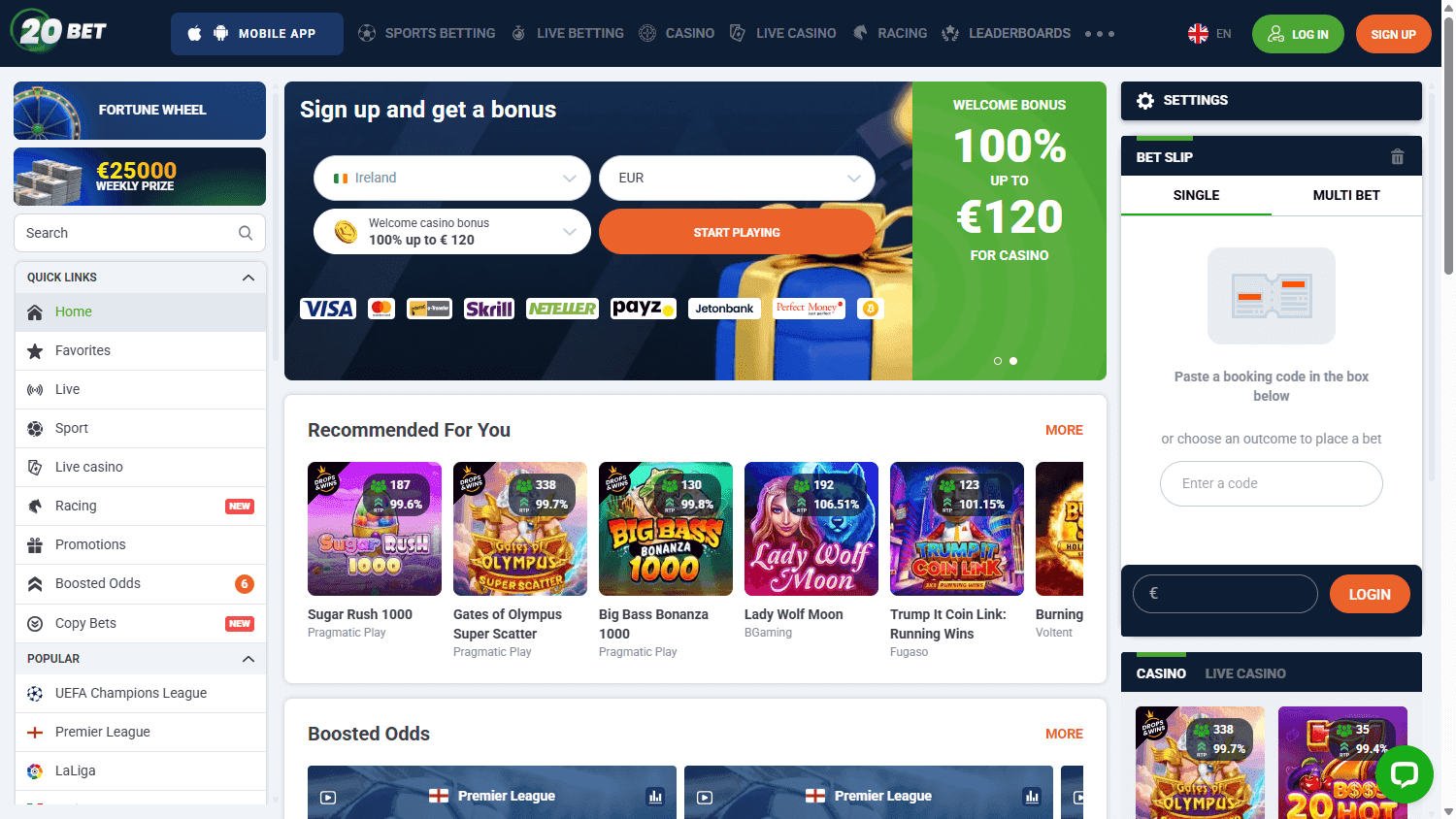 20bet casino screenshot