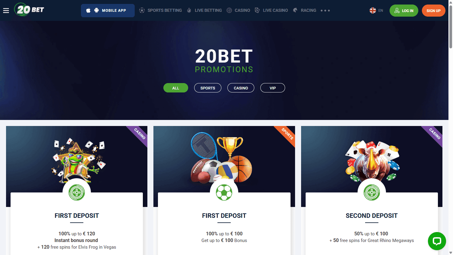 20bet casino screenshot