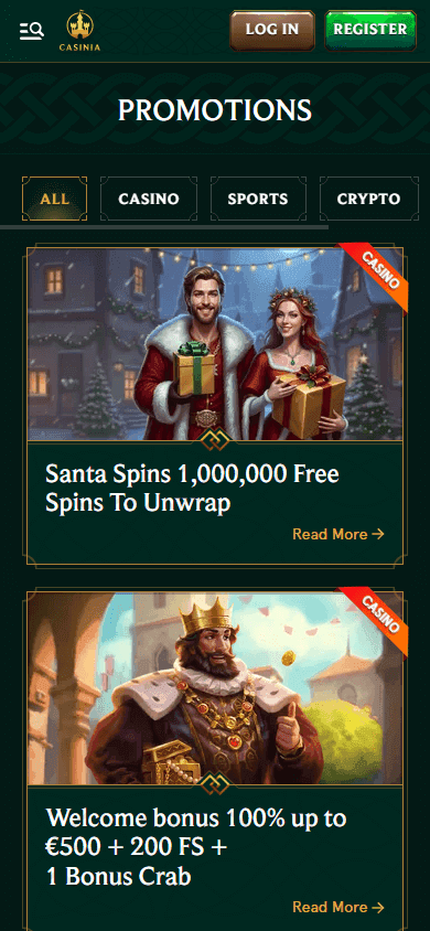 Casinia casino screenshot