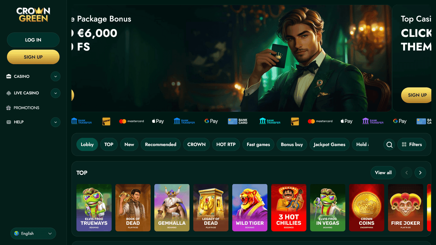 CrownGreen casino screenshot