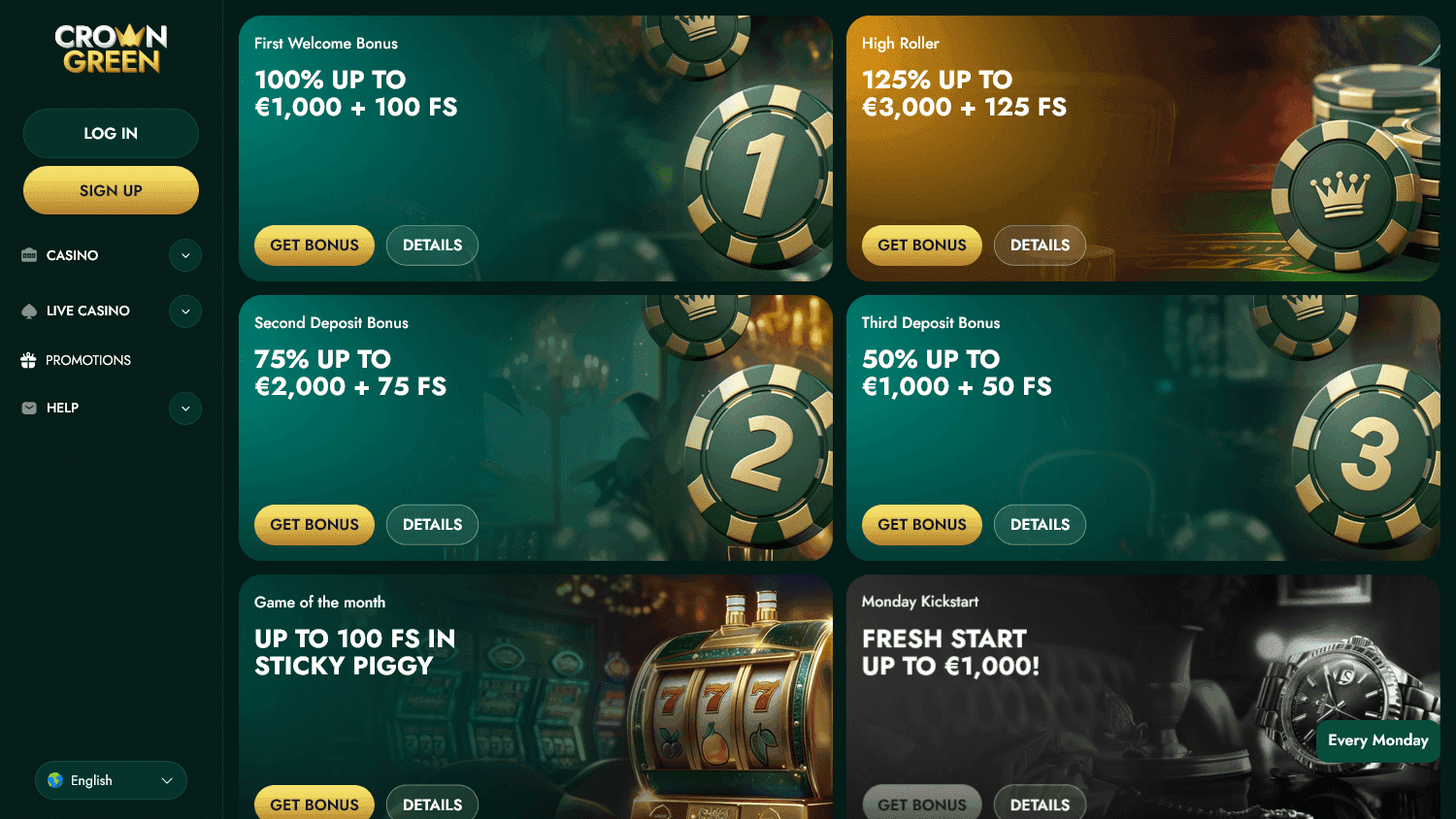 CrownGreen casino screenshot