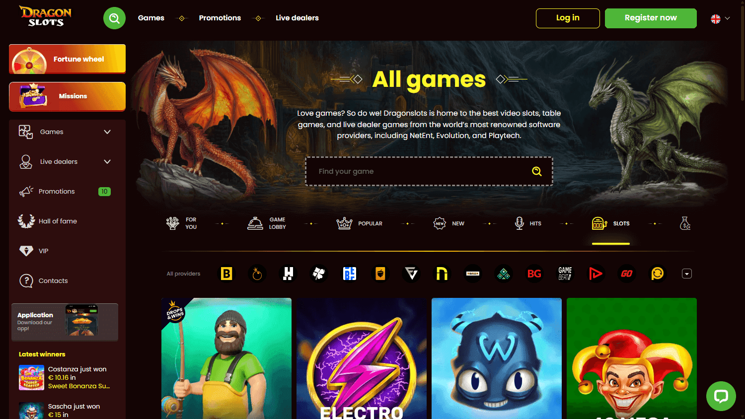 DragonSlots casino screenshot