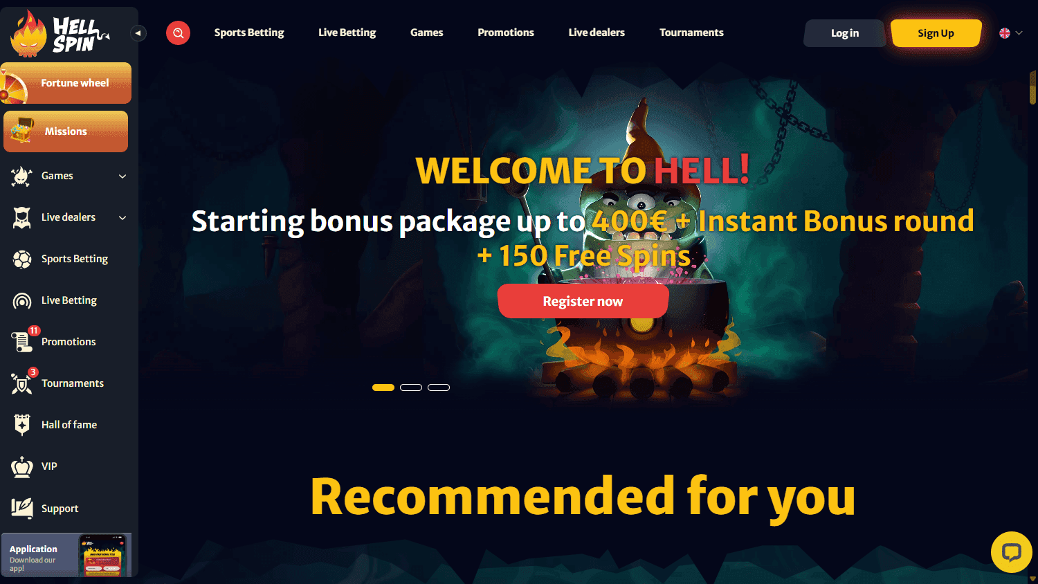 Hellspin casino screenshot
