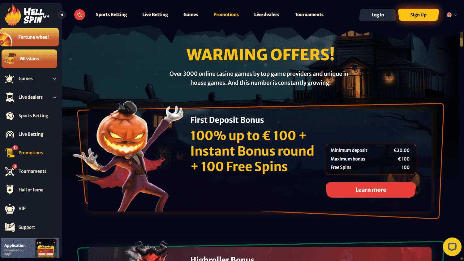 Hellspin casino screenshot