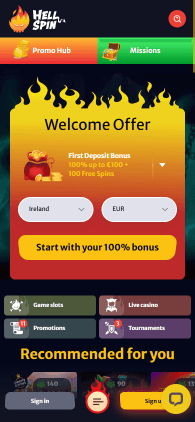 Hellspin casino screenshot