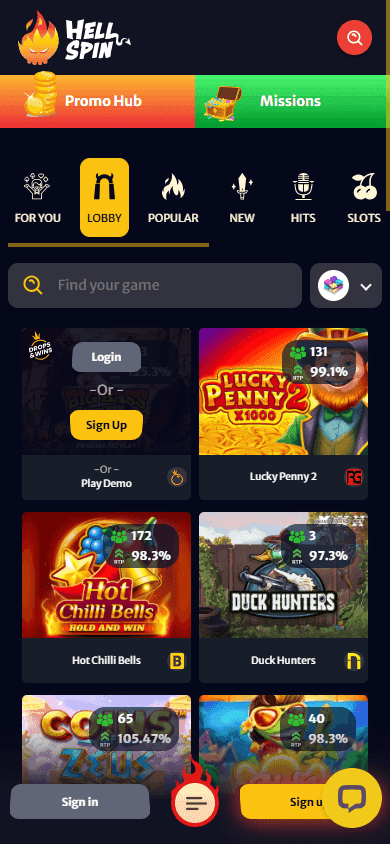 Hellspin casino screenshot