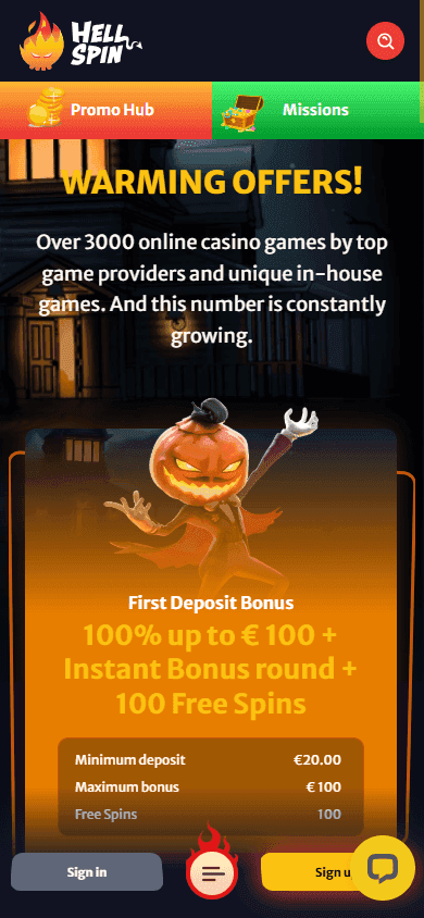 Hellspin casino screenshot