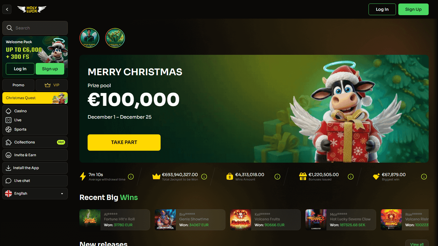 holyluck casino screenshot