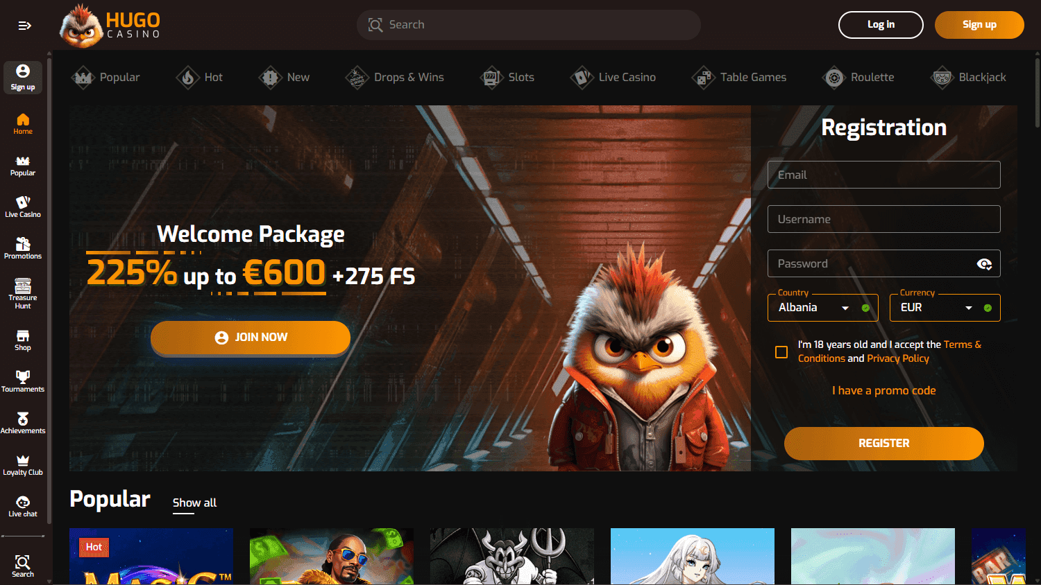 Hugo Casino casino screenshot