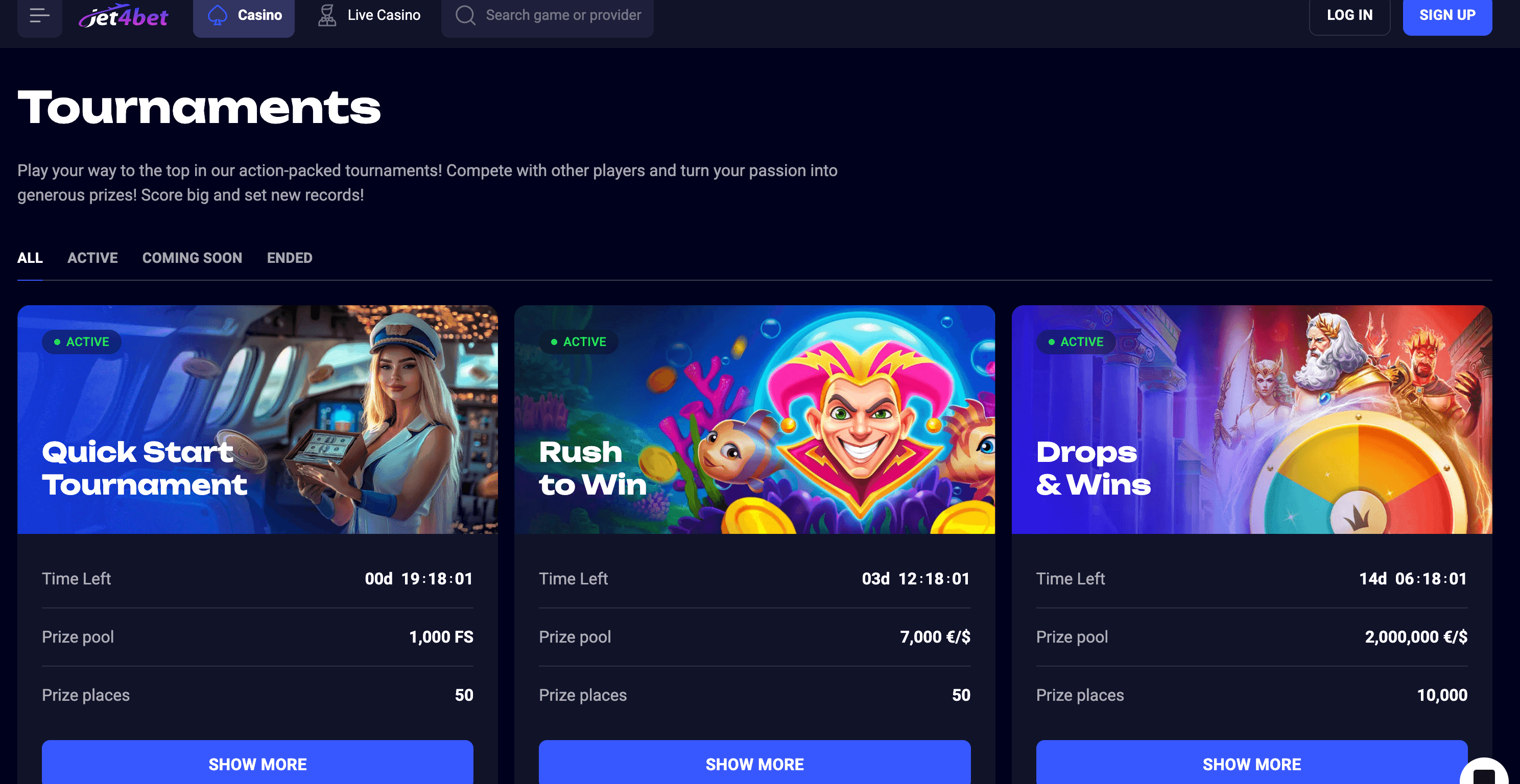 Jet4Bet casino screenshot