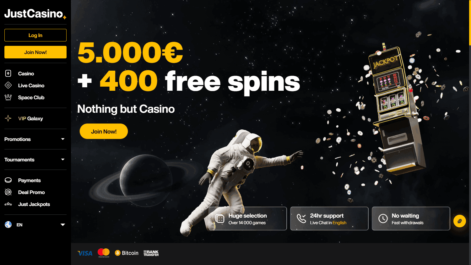 JustCasino casino screenshot