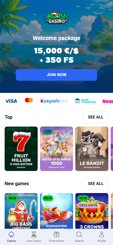 Korucasino casino screenshot