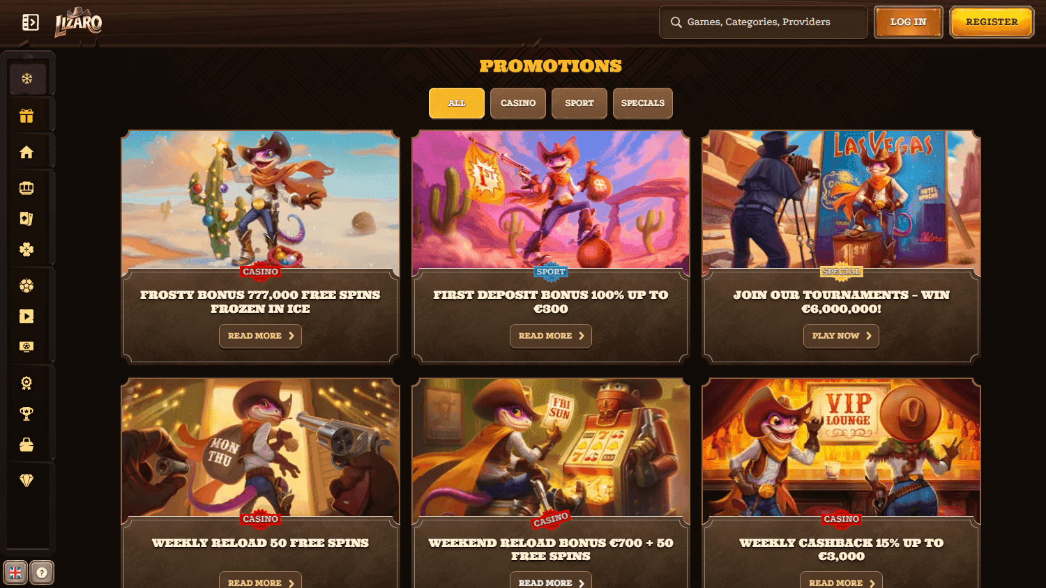 Lizaro casino screenshot