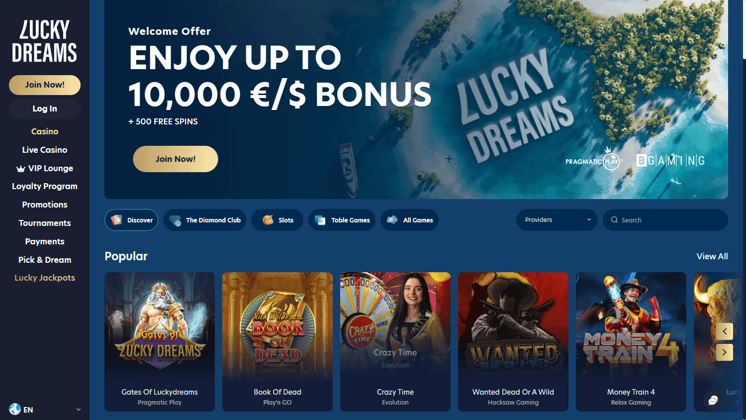 LuckyDreams casino screenshot