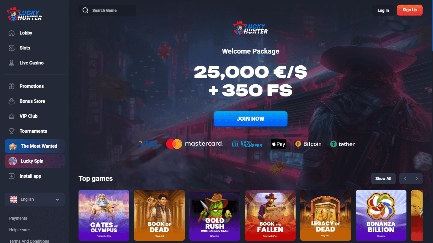 luckyhunter casino screenshot