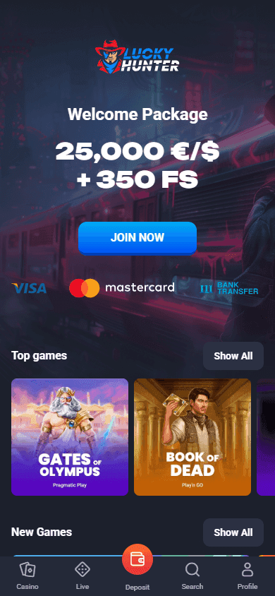 luckyhunter casino screenshot