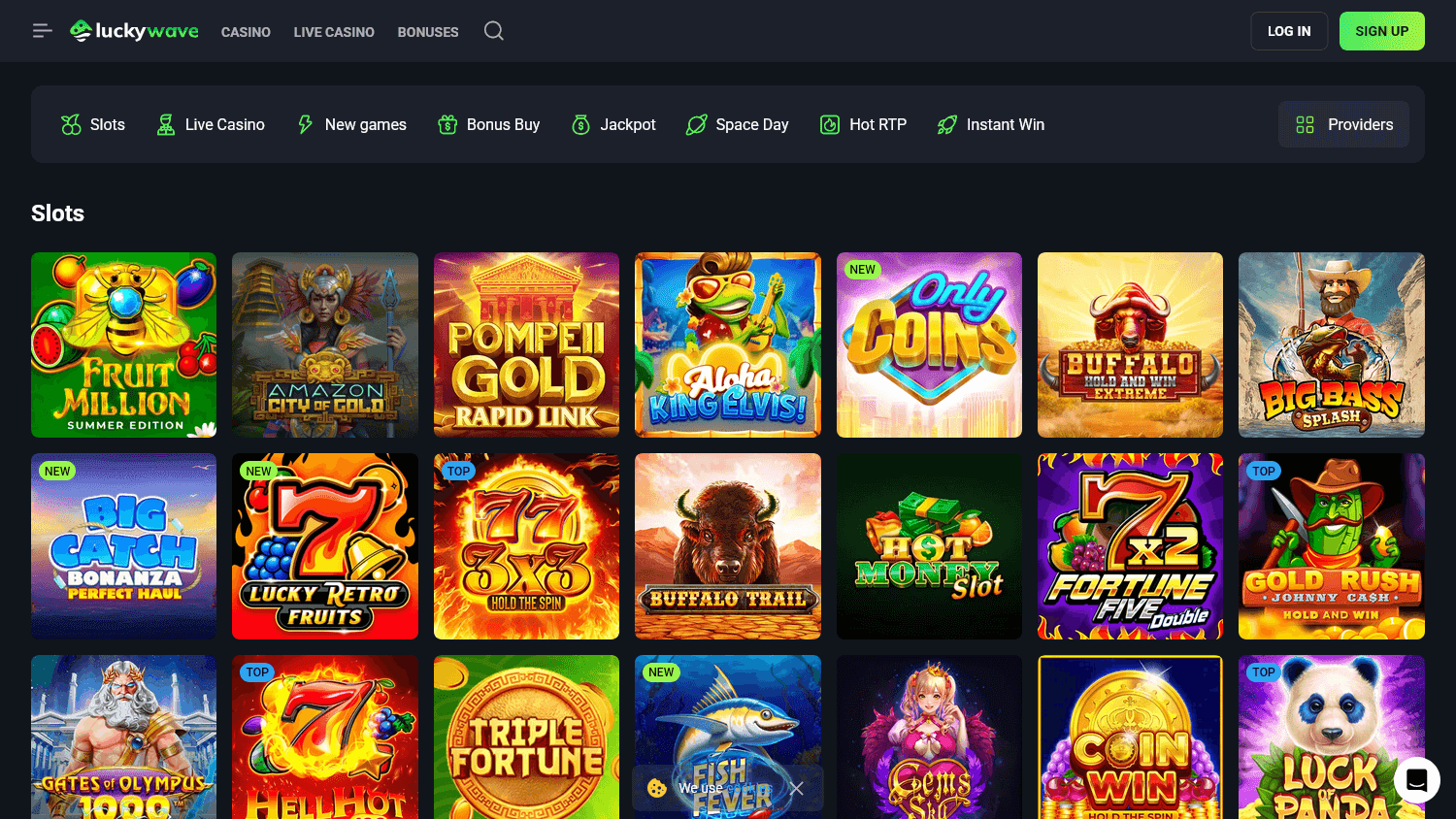 LuckyWave casino screenshot