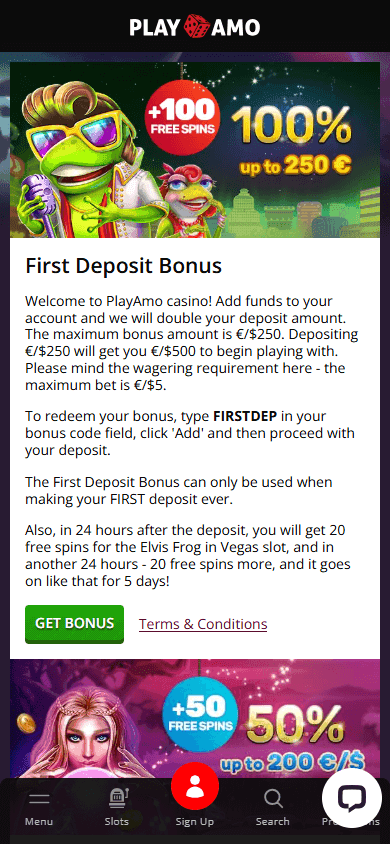 Playamo casino screenshot