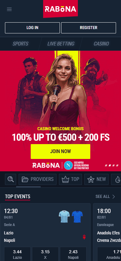 Rabona casino screenshot