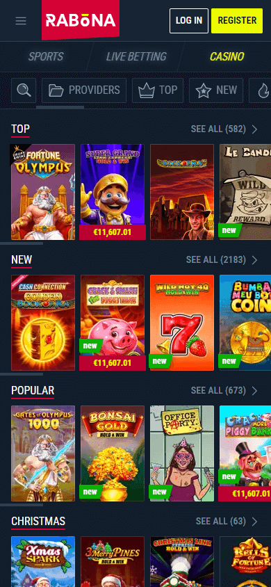 Rabona casino screenshot