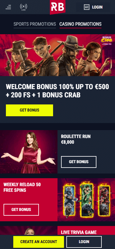 Rabona casino screenshot