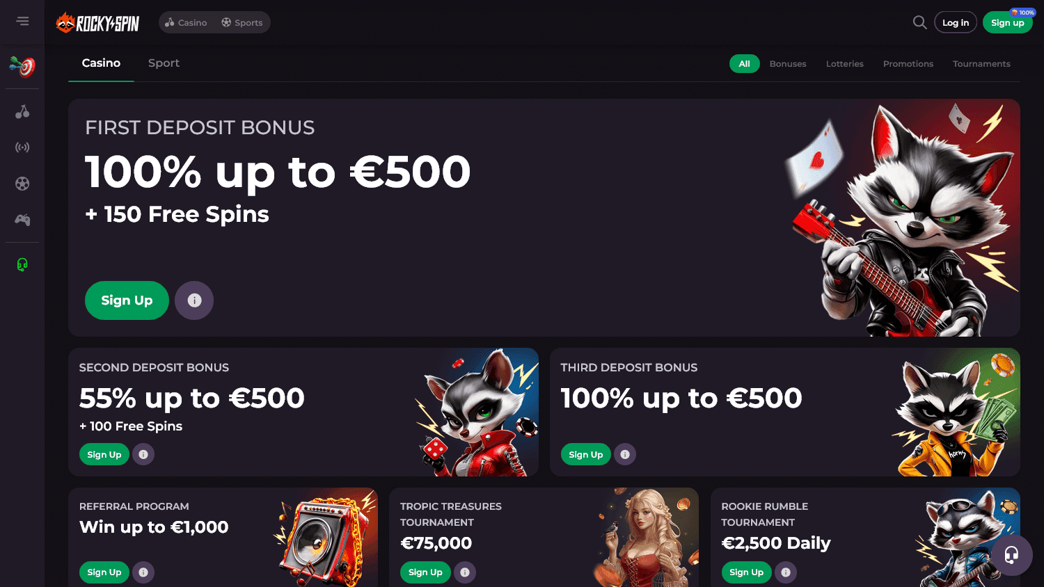 rockyspin casino screenshot