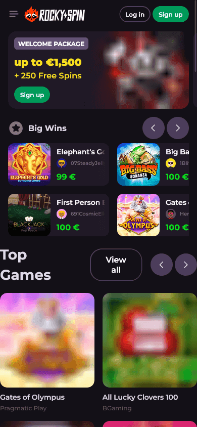 rockyspin casino screenshot