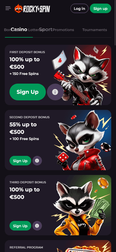 rockyspin casino screenshot