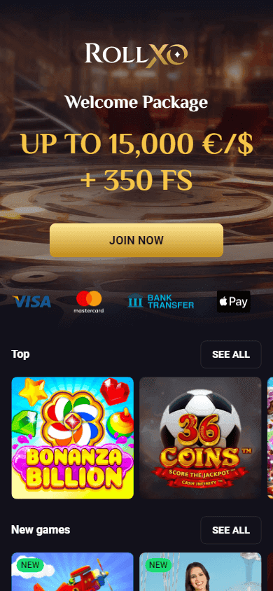 Rollxo casino screenshot