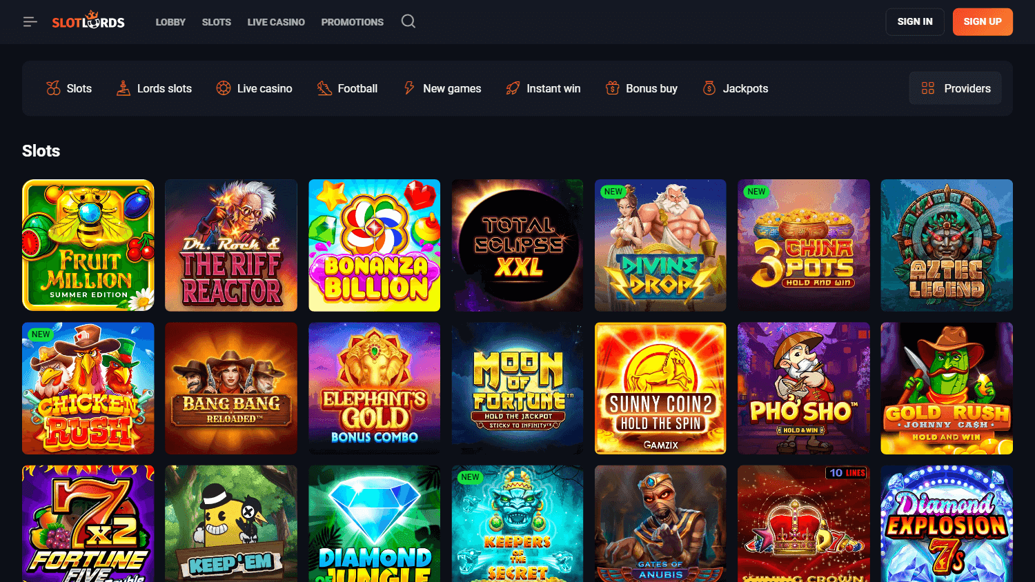 Slotlords casino screenshot