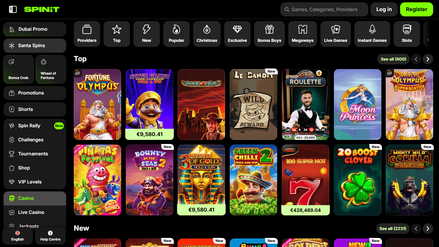 Spinit casino screenshot