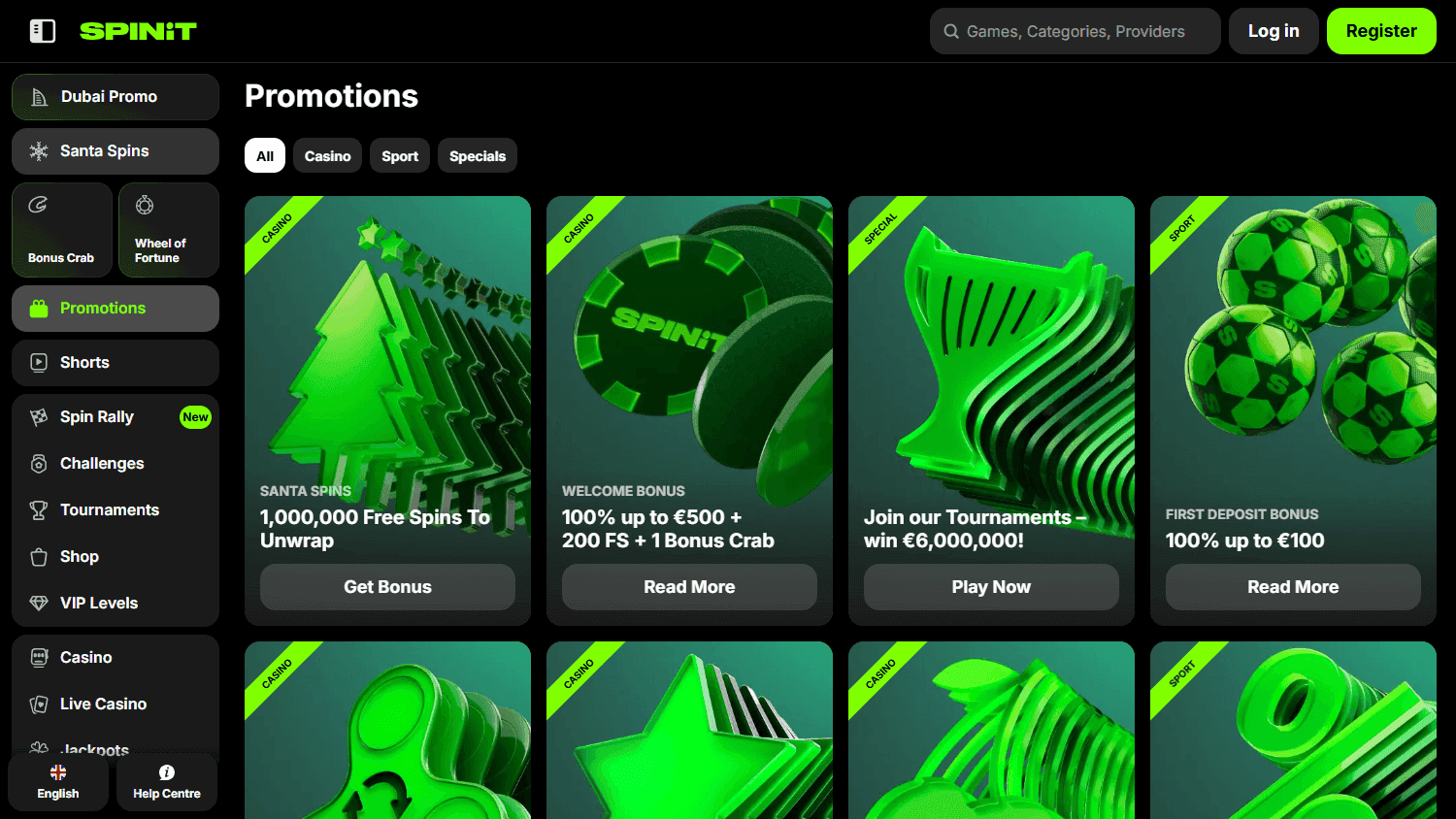 Spinit casino screenshot