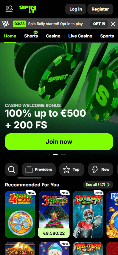 Spinit casino screenshot