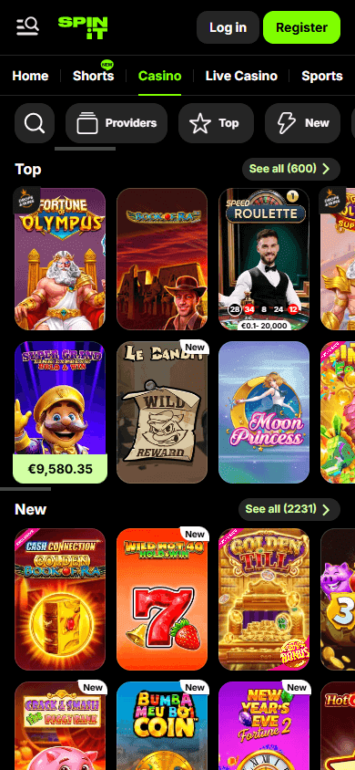 Spinit casino screenshot