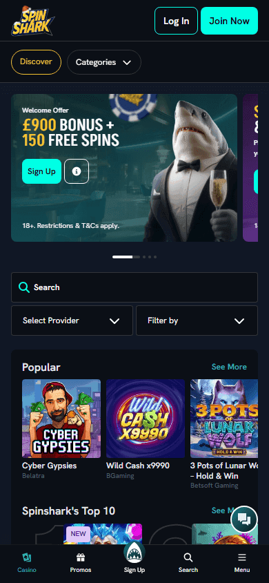 spinshark casino screenshot