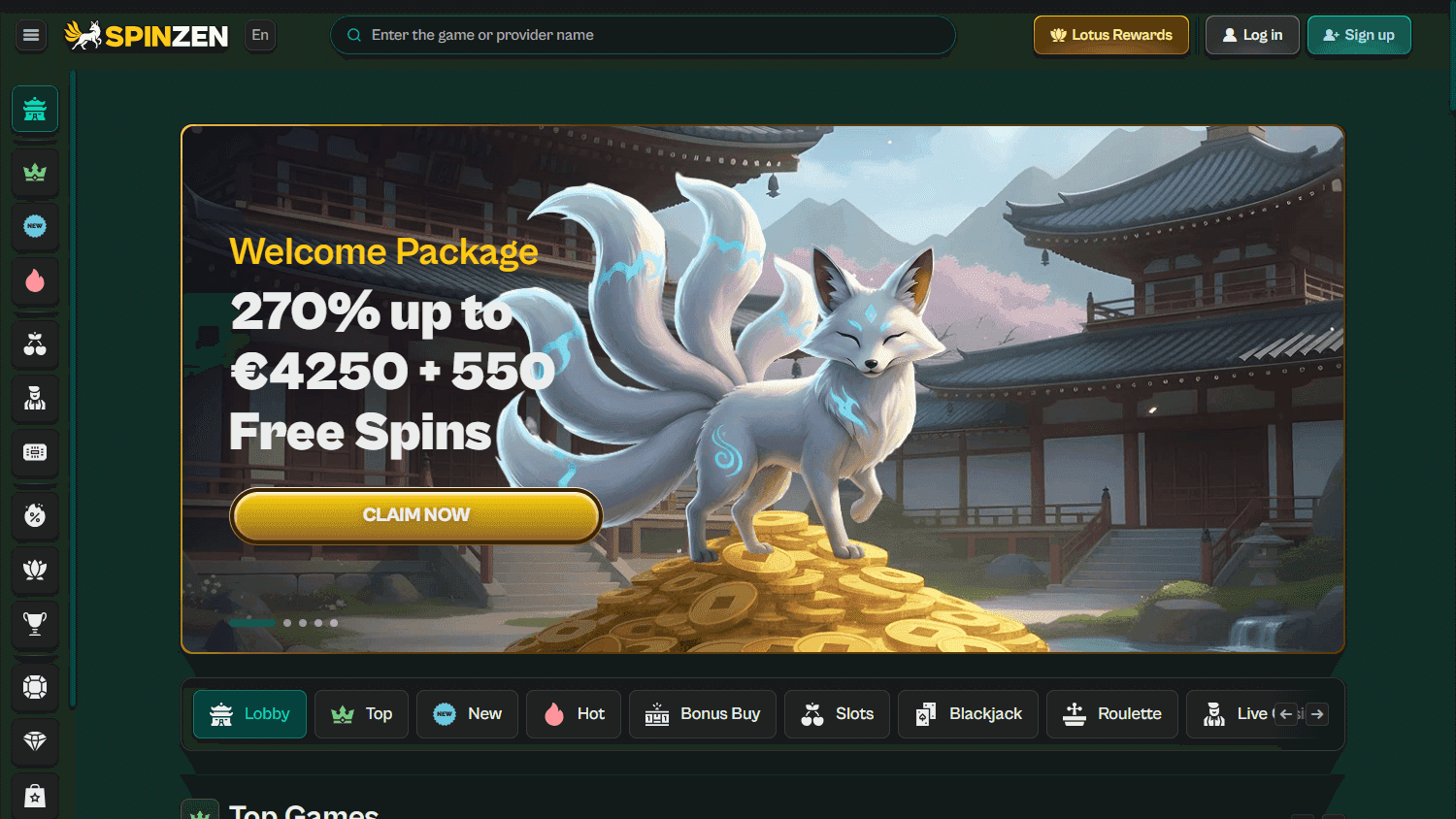 spinzen casino screenshot