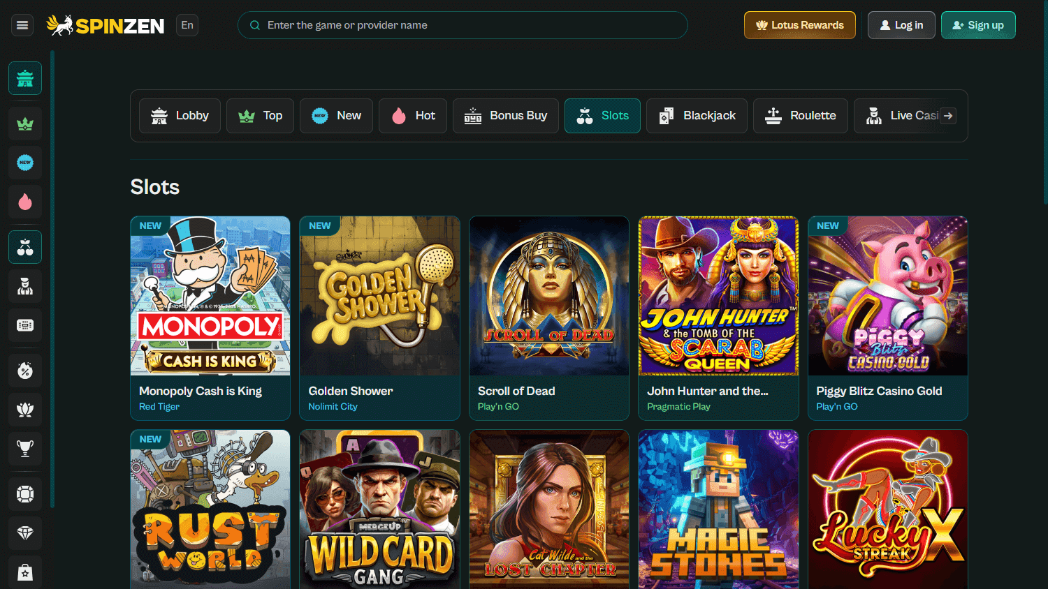 spinzen casino screenshot