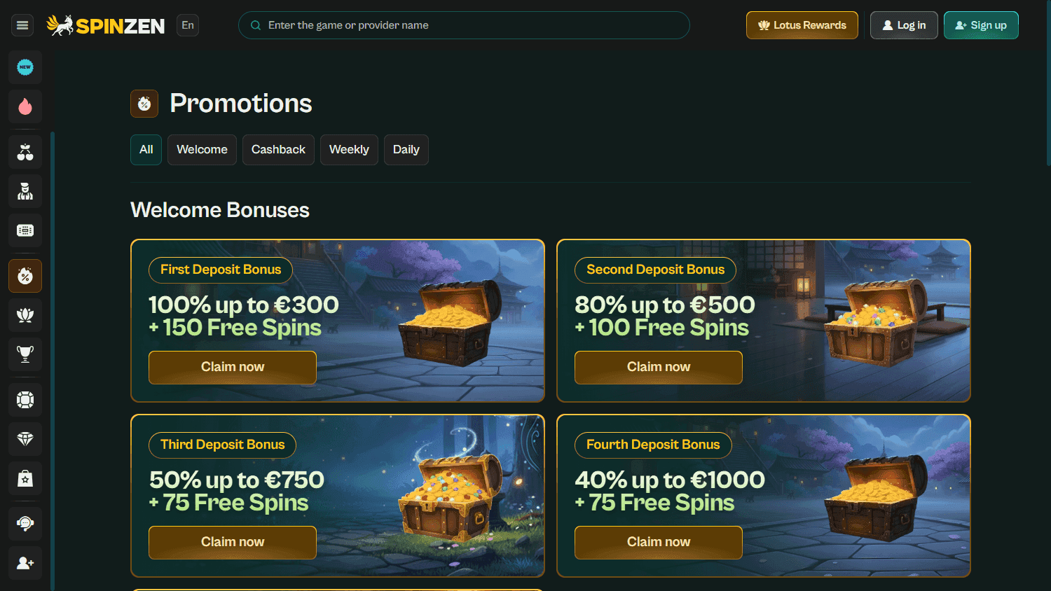 spinzen casino screenshot