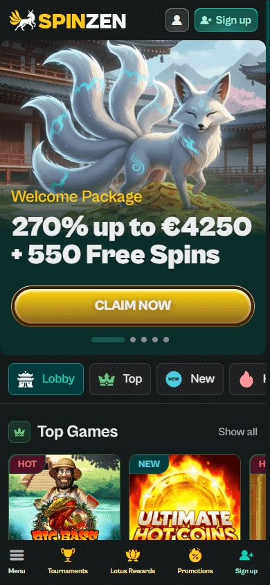 spinzen casino screenshot