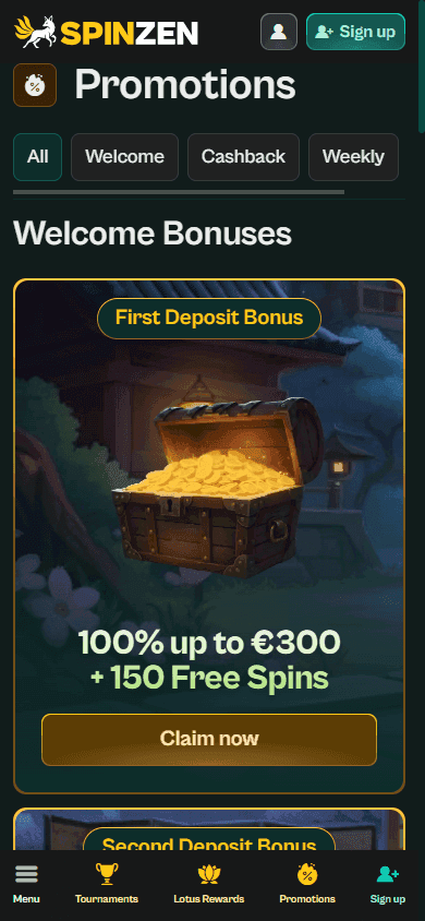 spinzen casino screenshot