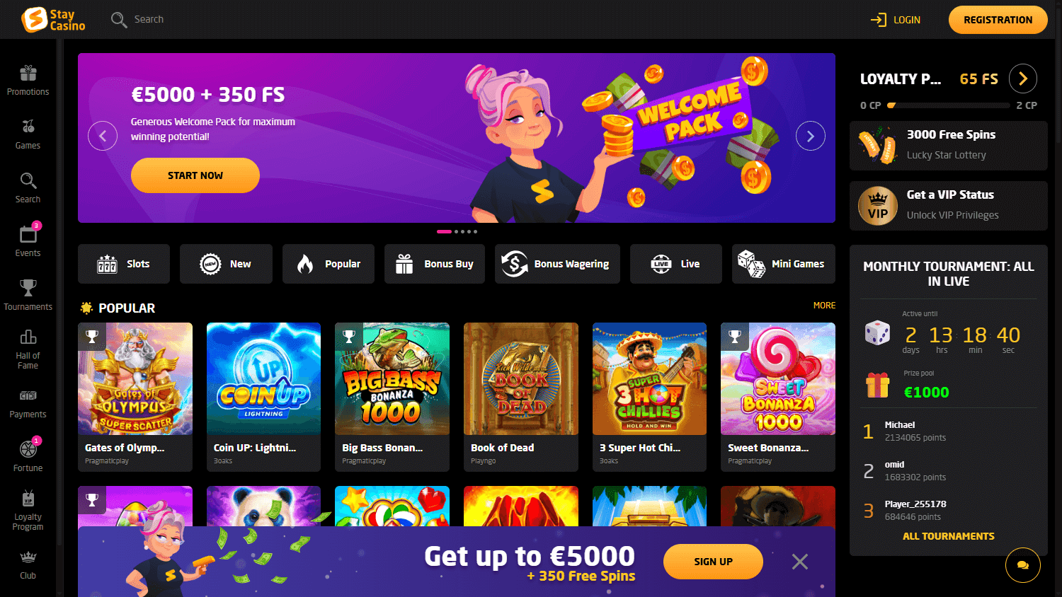 StayCasino casino screenshot