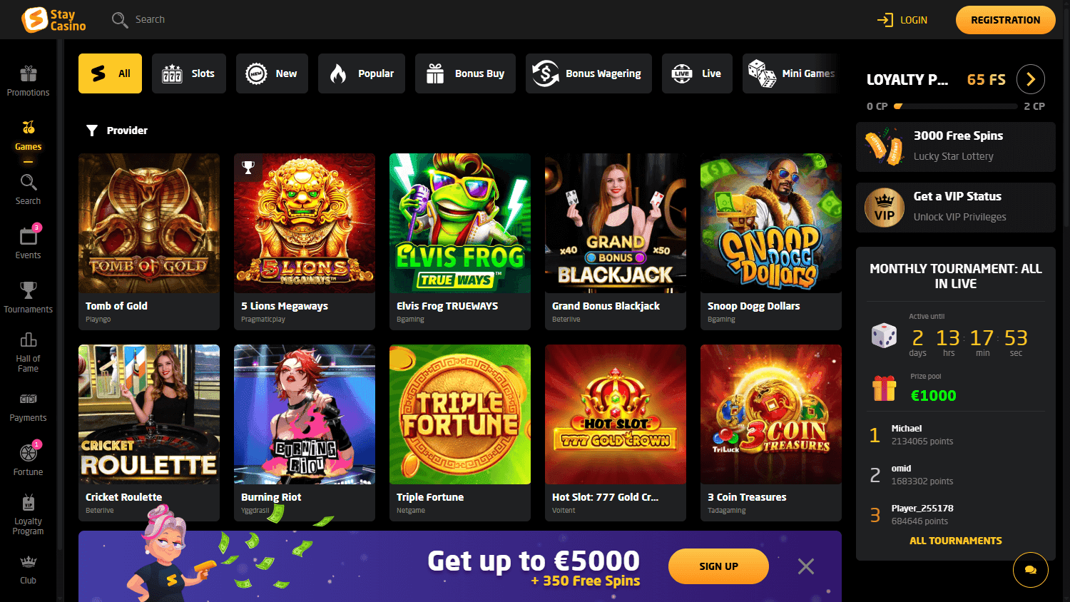 StayCasino casino screenshot