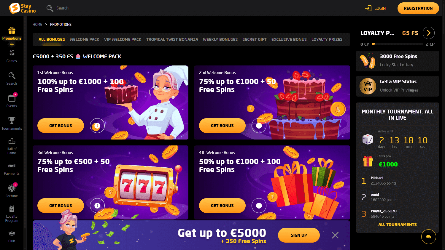 StayCasino casino screenshot