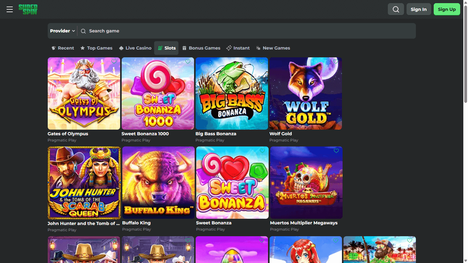 super spin casino screenshot