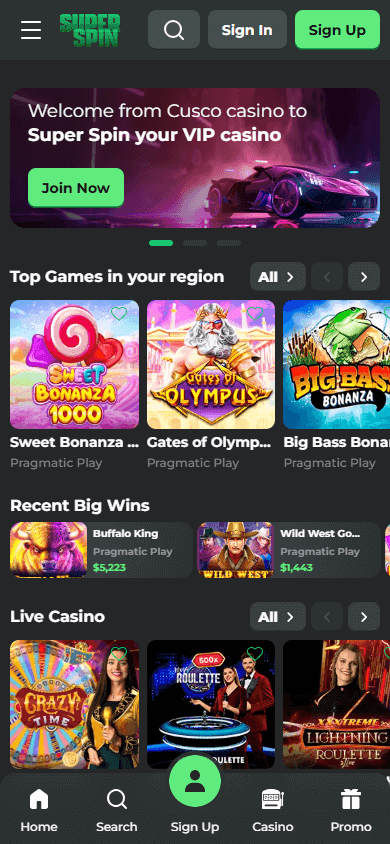 super spin casino screenshot