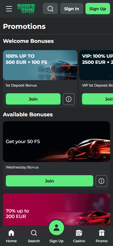 super spin casino screenshot