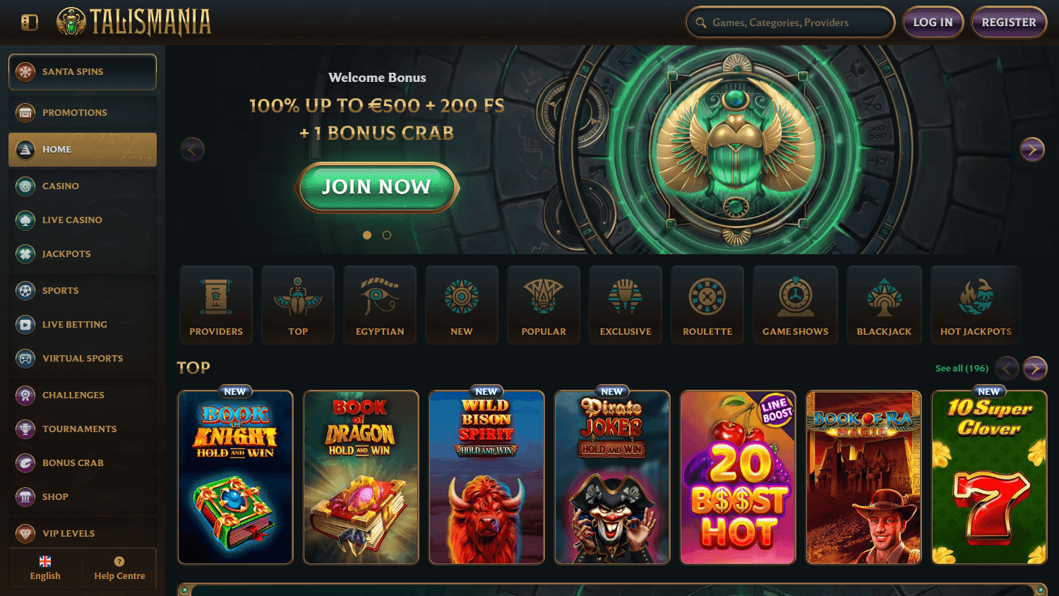 Talismania casino screenshot